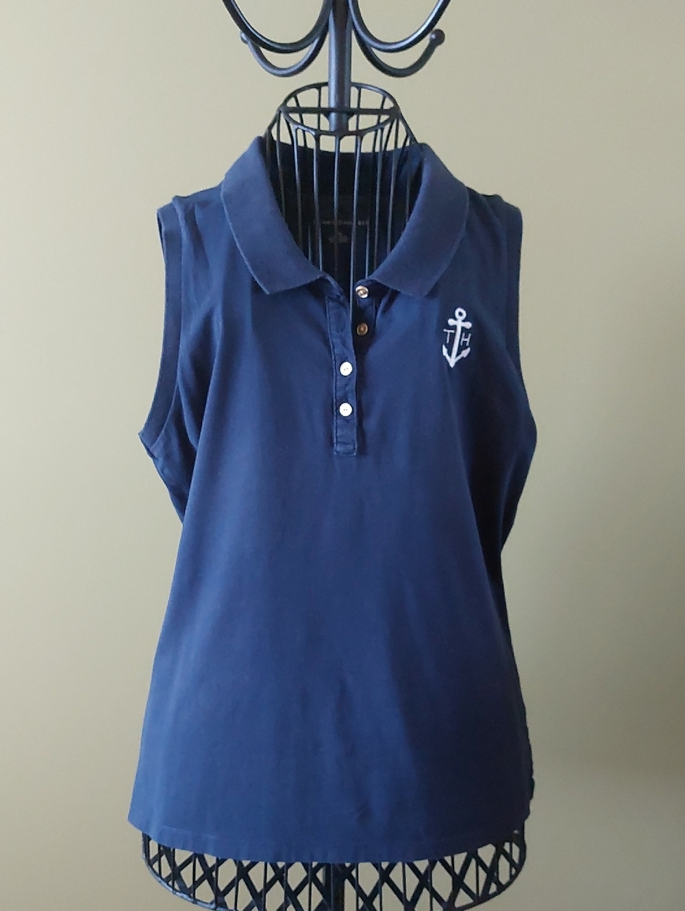 Tommy Hilfiger Navy Knit Sleeveless Polo Tank